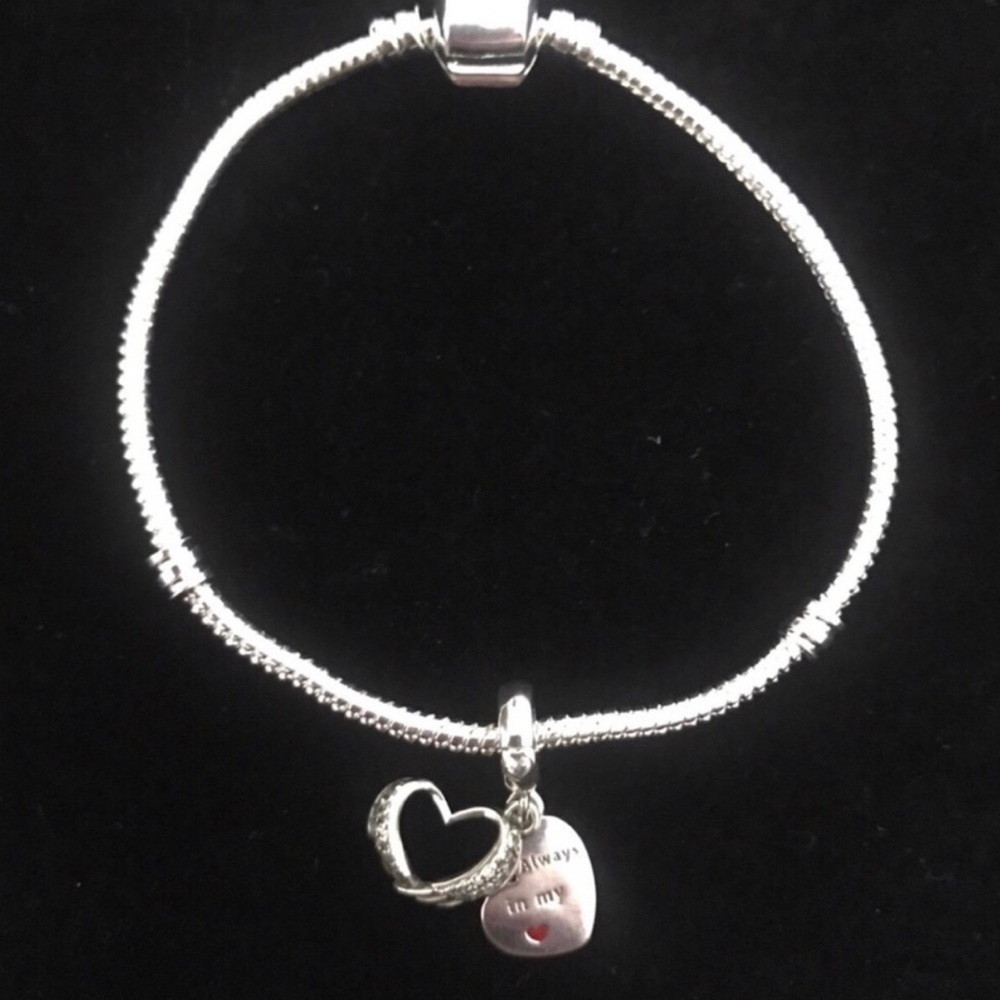 Sterling Silver Heart Charm Bracelet